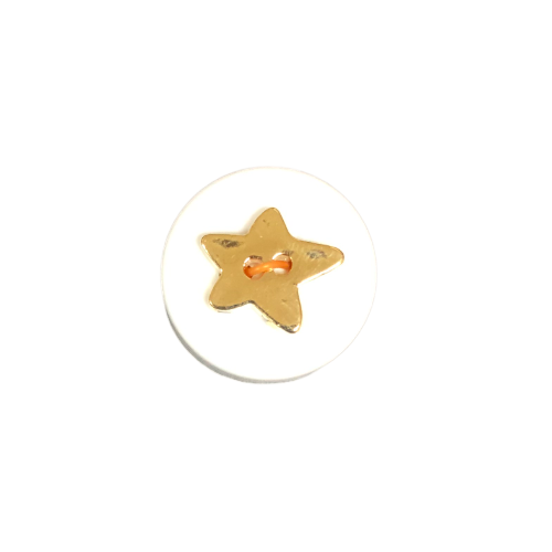 Button - 2 Hole Shiny Gold Star 15mm