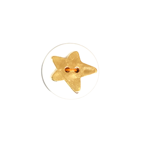 Button - 2 Hole Shiny Gold Star 20mm