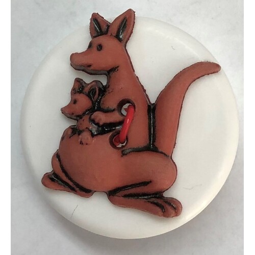 Button - Red/Brown Kangaroo Novelty Button