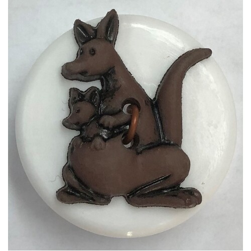 Button - Dark Brown Kangaroo Novelty Button