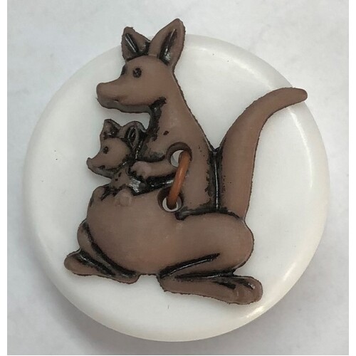 Button - Brown Kangaroo Novelty Button