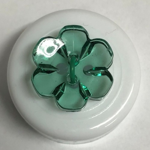 Button - 15mm Shiny Clear Flower 37 Green
