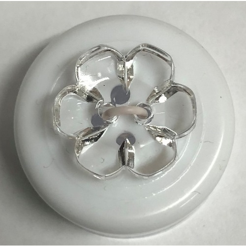 Button - 15mm Shiny Clear Flower 75 Clear