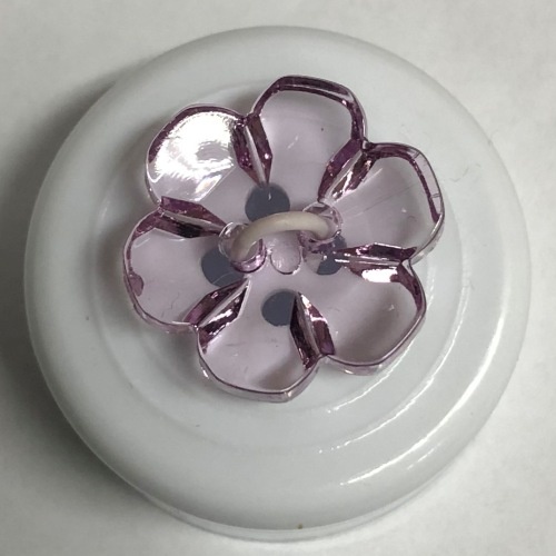 Button - 15mm Shiny Clear Flower 83 Lavender