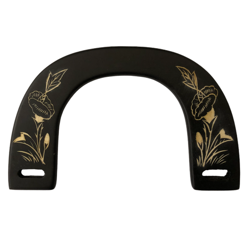 Handles - Black Wood Arch Etched (pair)