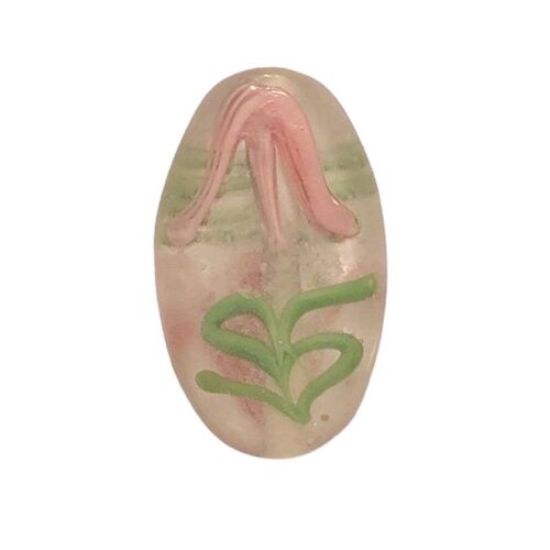 Bead - Bead Glass Clear Pink Lily
