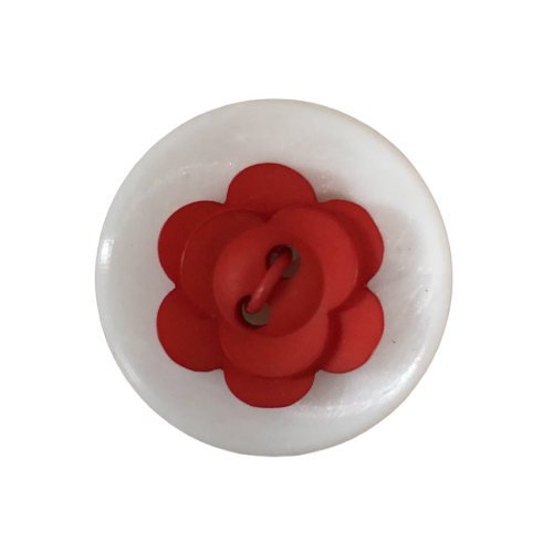 Button - 15mm Matt Flower 28 Light Red