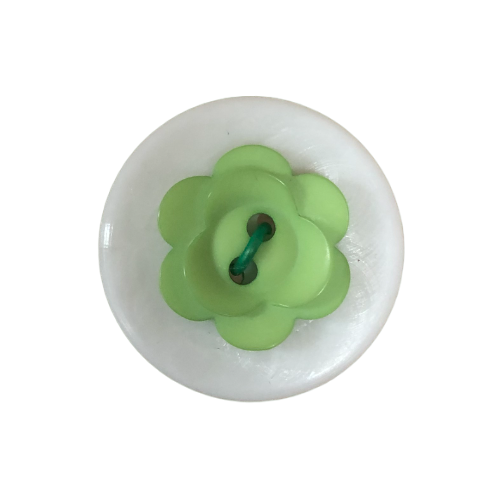 Button - 15mm Matt Flower 49 Green