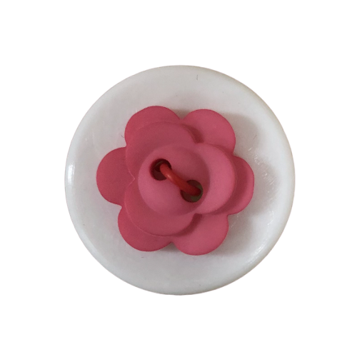 Button - 15mm Matt Flower 68 Dark Pink
