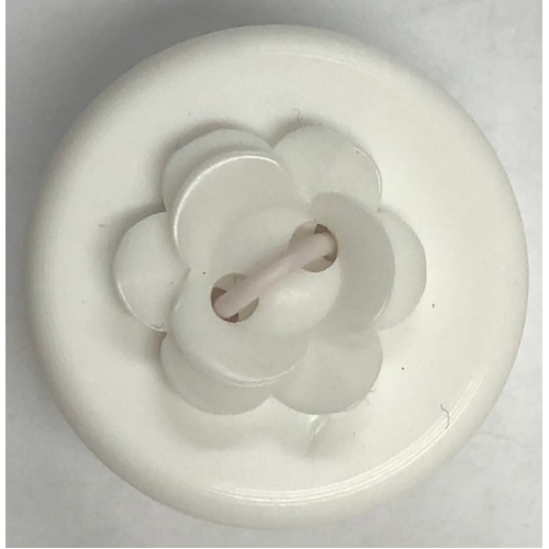 Button - 15mm Matt Flower 75 White