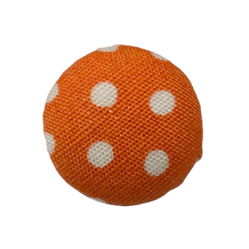 Button - 15mm Shank Covered Polka Dots - Orange