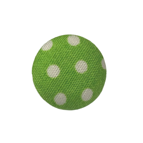 Button - 15mm Shank Covered Polka Dots - Green