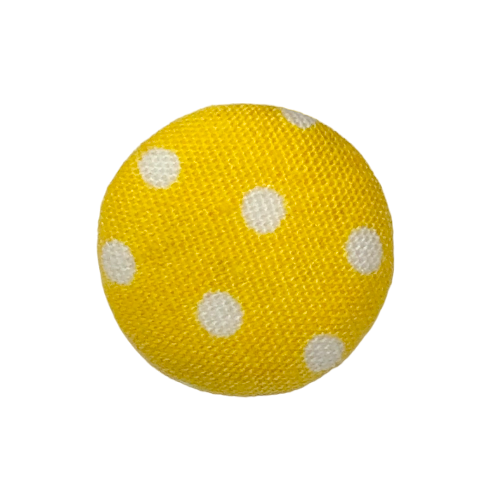 Button - 15mm Shank Covered Polka Dots - Yellow