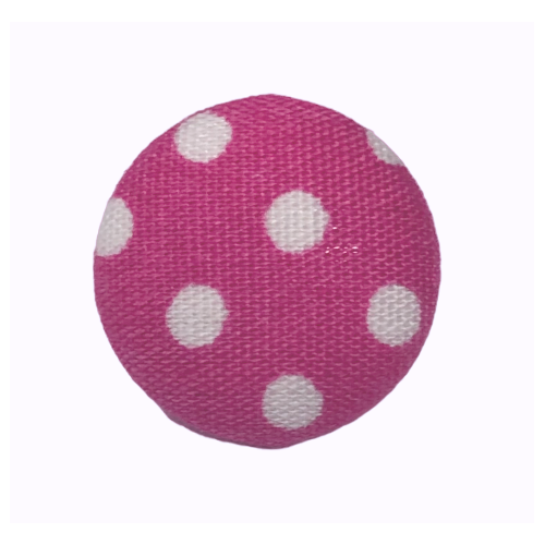Button - 15mm Shank Covered Polka Dots - Pink