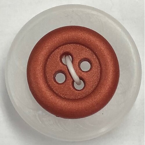 Button - 15mm 4 Hole Frosted Metalic Finish - Dark Copper