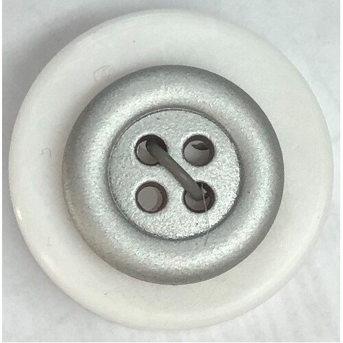 Button - 15mm 4 Hole Frosted Metalic Finish - Silver