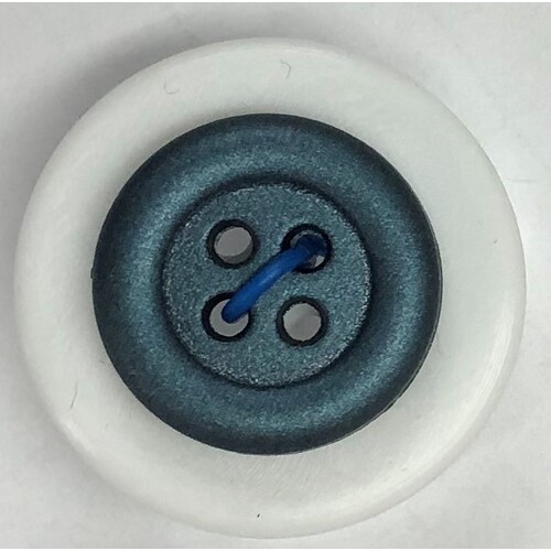 Button - 15mm 4 Hole Frosted Metalic Finish - Steel Blue