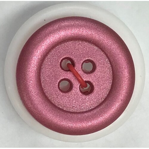 Button - 23mm 4 Hole Frosted Metalic Finish - Pink