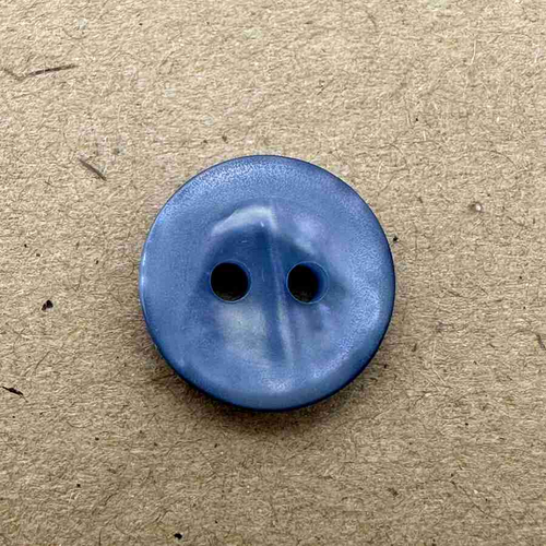 Button - 14mm  2/H Flat Pearled - Steel Blue
