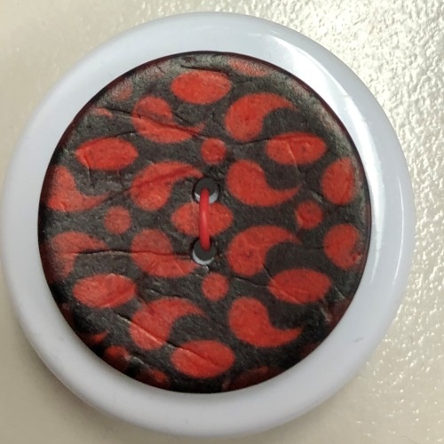 Button - 30mm Coconut Teardrop 23 Red