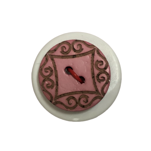 Button - 18mm Coconut Laser Etch 69 Pink