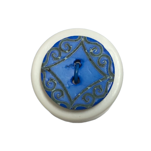 Button - 18mm Coconut Laser Etch 88 Blue