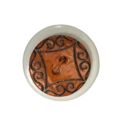 Button - 30mm Coconut Laser Etch 28 Orange
