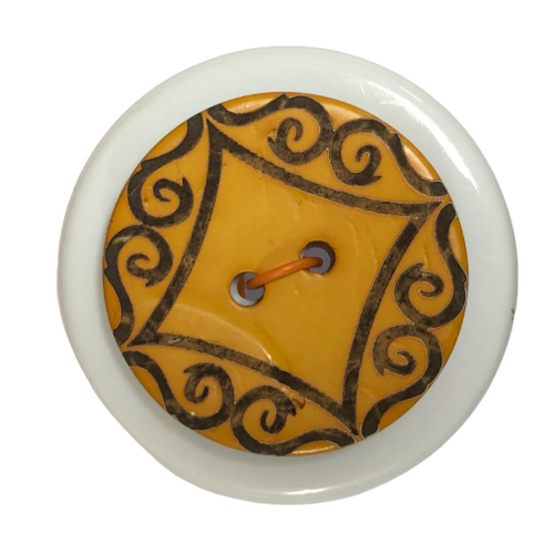 Button - 30mm Coconut Laser Etch 63 Yellow