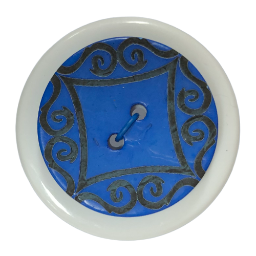 Button - 30mm Coconut Laser Etch 88 Blue