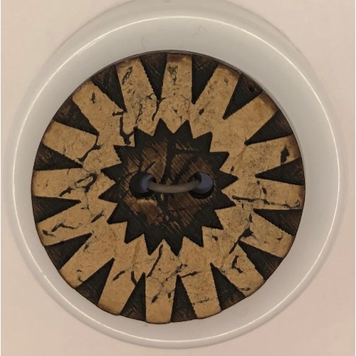 Button - 20mm Coconut Sunburst 03 Black