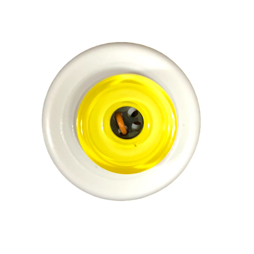 Button - 4 Hole Shiny Black Centre Yellow 15mm