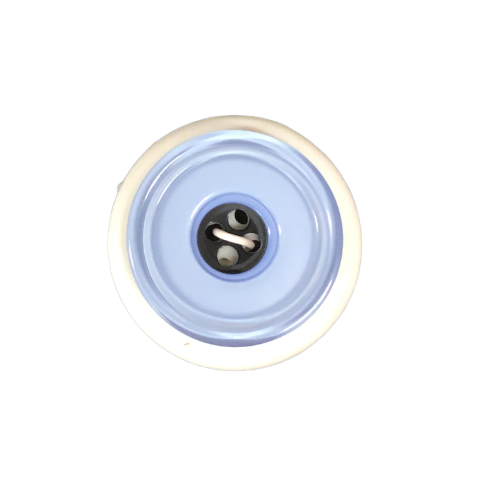 Button - 4 Hole Shiny Black Centre Pale Blue 15mm