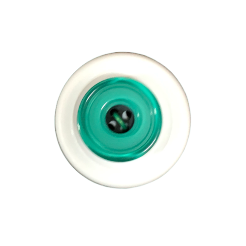 Button - 4 Hole Shiny Black Centre Teal 15mm