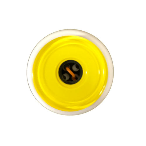 Button - 4 Hole Shiny Black Centre Yellow 23mm