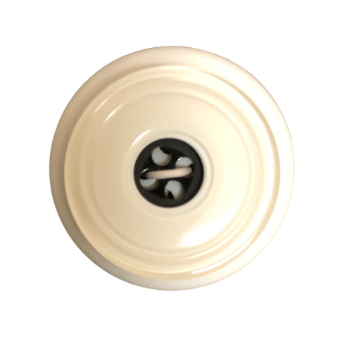 Button - 4 Hole Shiny Black Centre White 23mm
