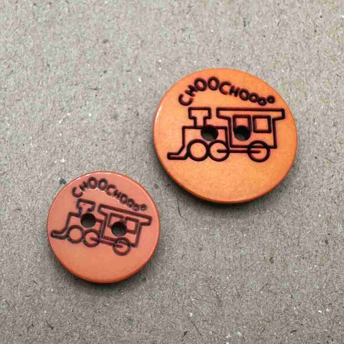 Button - 15mm Train Orange Shiny Lasered
