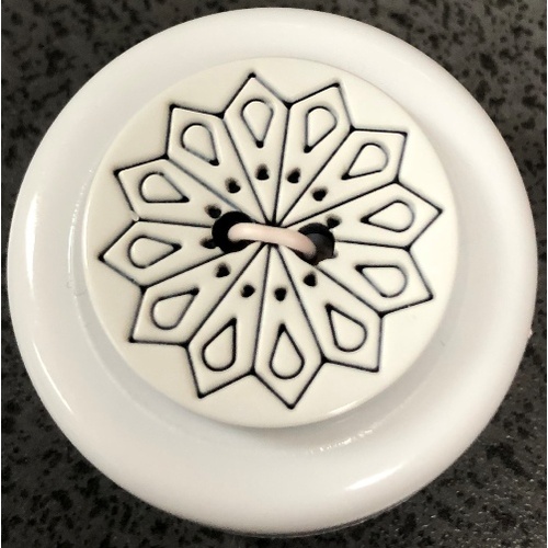 Button - 20mm Shiny Snowflake 75 White