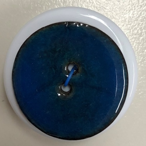 Button - 33mm Round Enamel Coconut 88 Blue