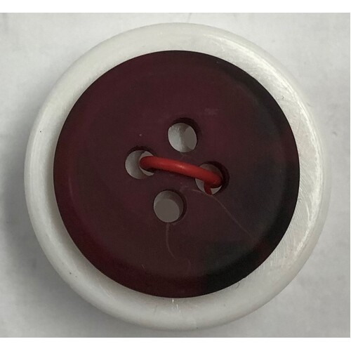 Button - 18mm Matt 4 Hole Mottled Dark Red