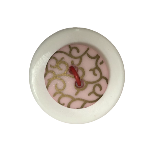 Button - 15mm 2 Hole Gold Print 66 Pink
