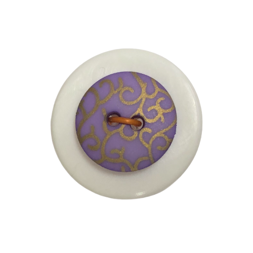 Button - 15mm 2 Hole Gold Print 81 Purple