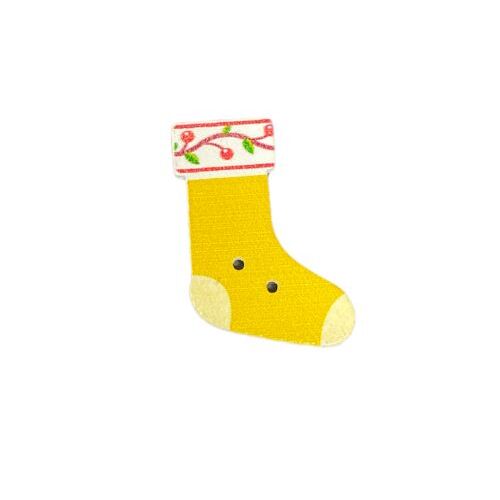 Button - 30mm Christmas Stocking Yellow