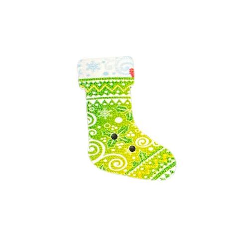 Button - 30mm Christmas Stocking Green