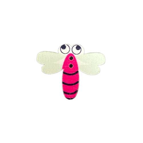 Button - 30mm Dragonfly Pink/White