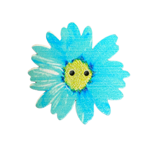 Button - 35mm Blue Flower