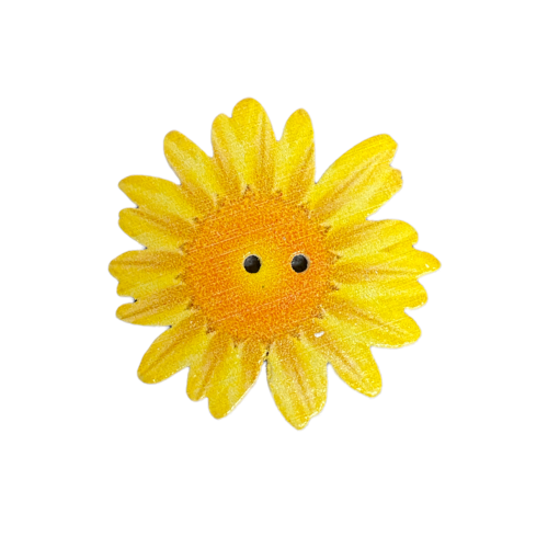 Button - 35mm Yellow Flower