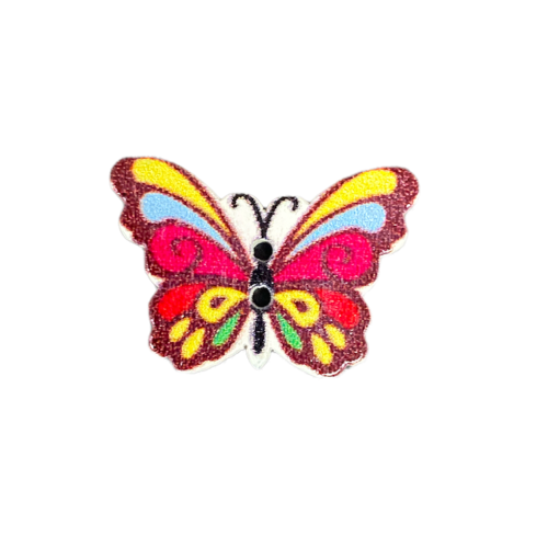 Button - 29mm Butterfly Maroon