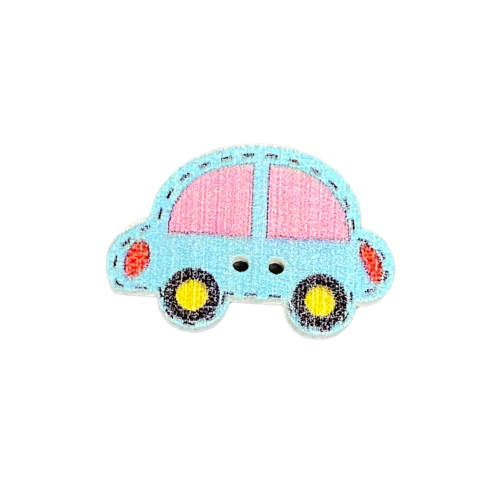 Button - 25mm Car Blue