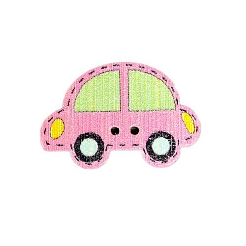 Button - 25mm Car Pink