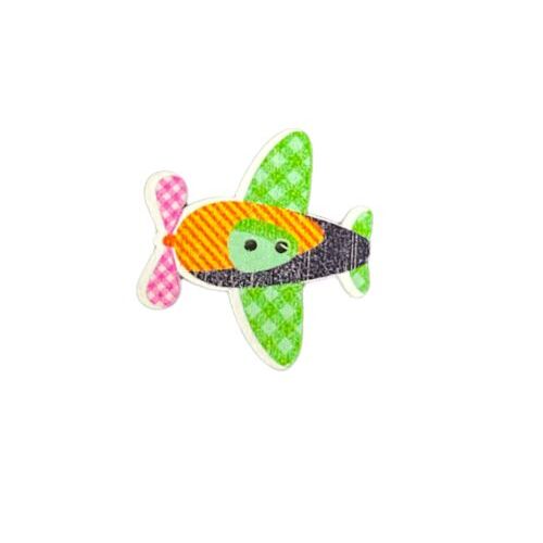 Button -  29mm Green/Orange Plane